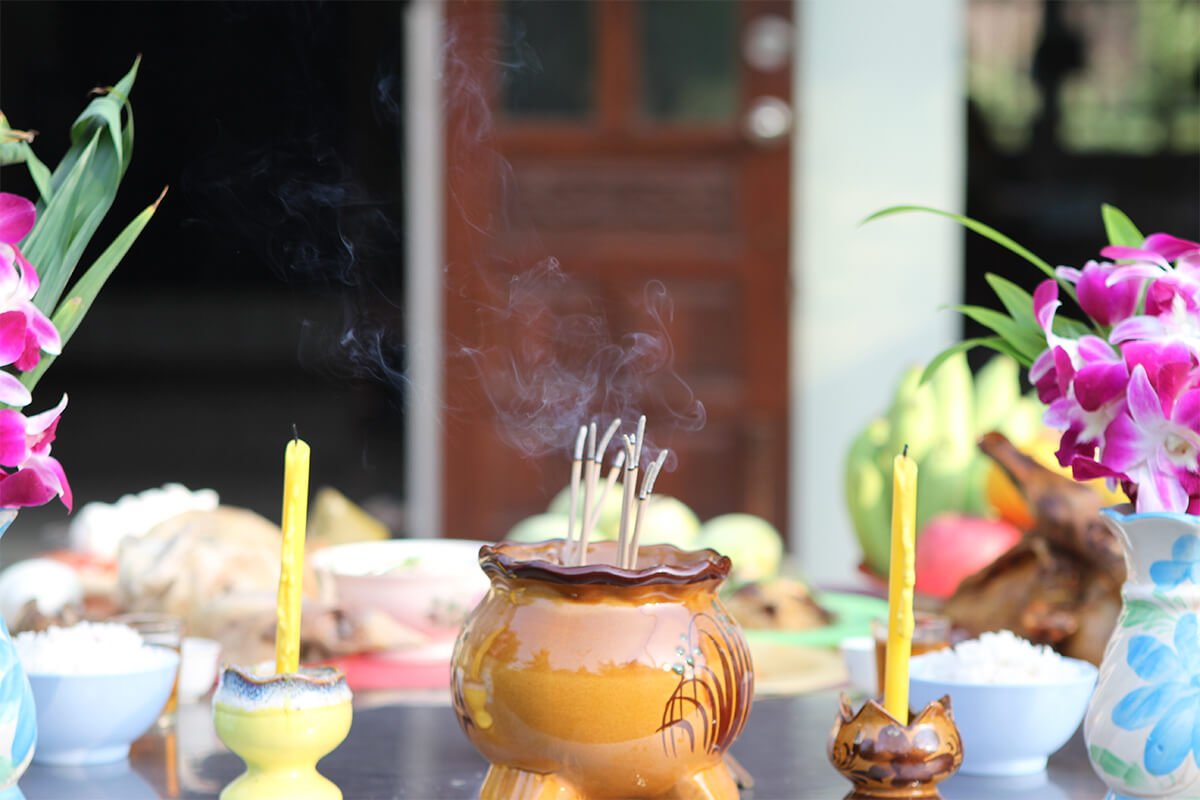 Buddhist incense and candles